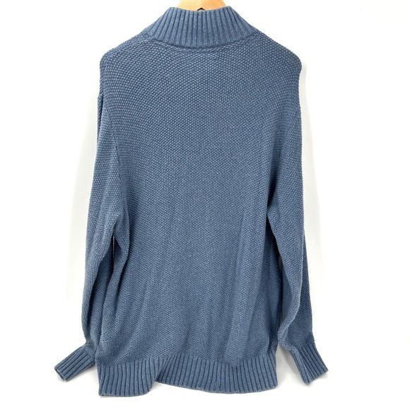 Lucky Brand Sweater Mens XL Blue 1/4 Zip Cotton Cashmere Pullover Knit - Picture 3 of 6